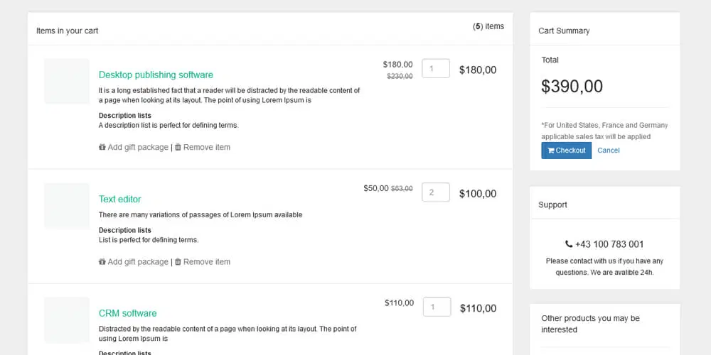Shopping Cart Checkout Template
