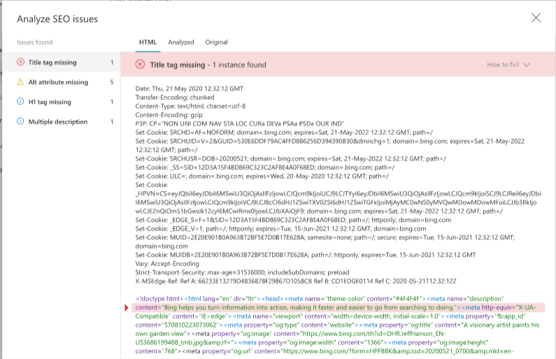 Bing Markup Validator