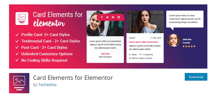 Card Elements for Elementor