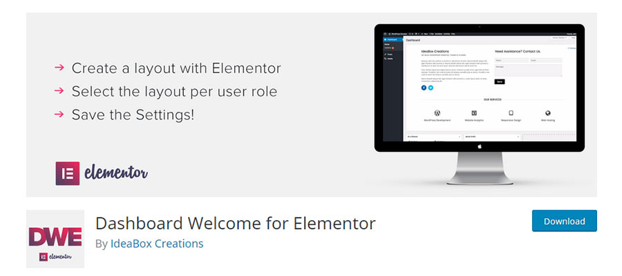 Dashboard Welcome for Elementor