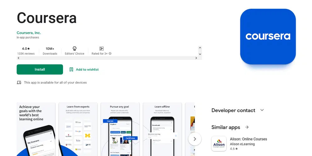 اپلیکیشن Coursera
