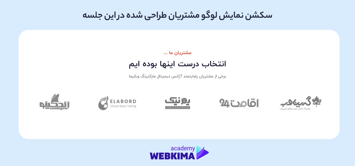 سکشن نمایش لوگو مشتریان طراحی شده در این جلسه