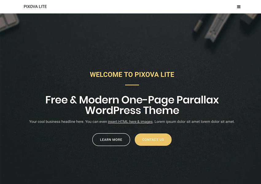 Pixova Lite – قالب وردپرس یک صفحه ای قابل تنظیم