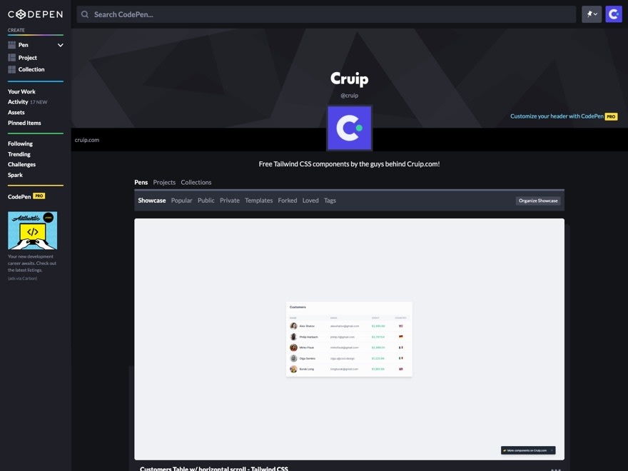 Cruip - کامپوننت های رایگان Tailwind CSS