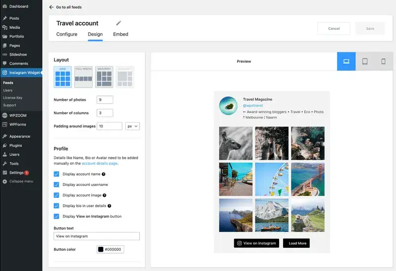 WPZOOM - بهترین افزونه اینستاگرام وردپرس