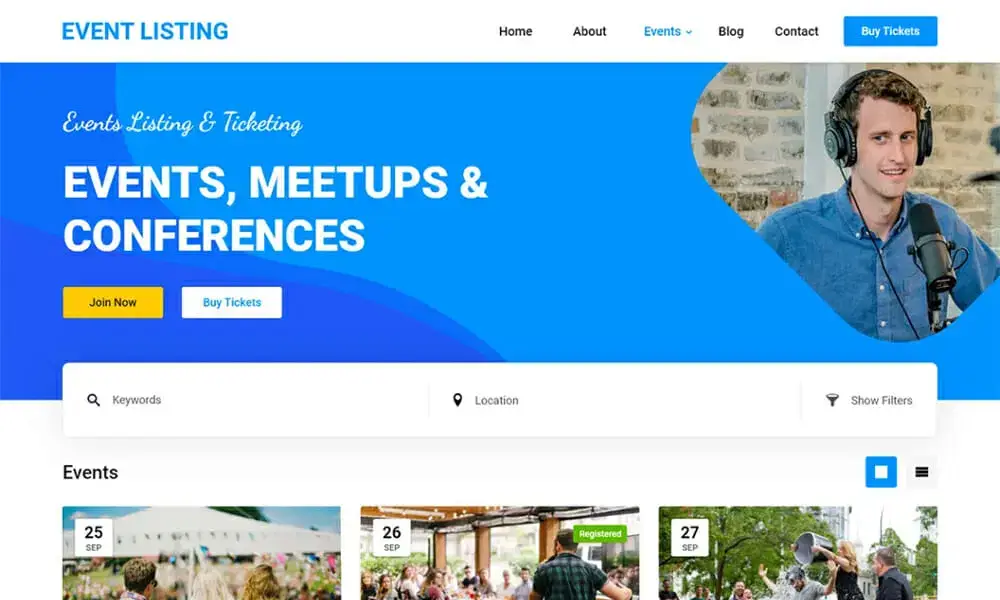 پوسته وردپرس Event Listing