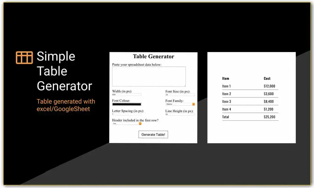 پلاگین فیگما Simple Table Generator