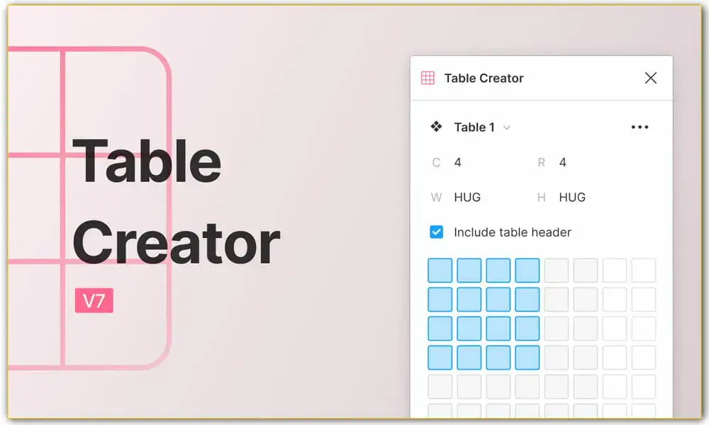 پلاگین فیگما Table Creator