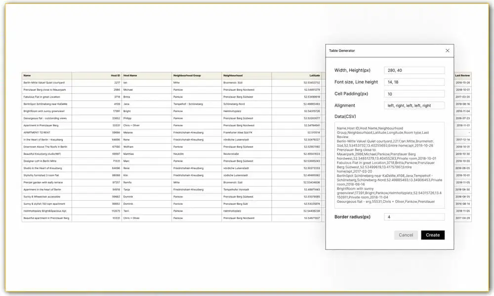 پلاگین Table Generator