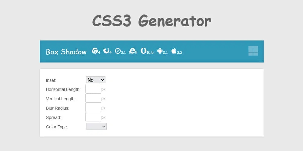 CSS3 Box Shadow Generator
