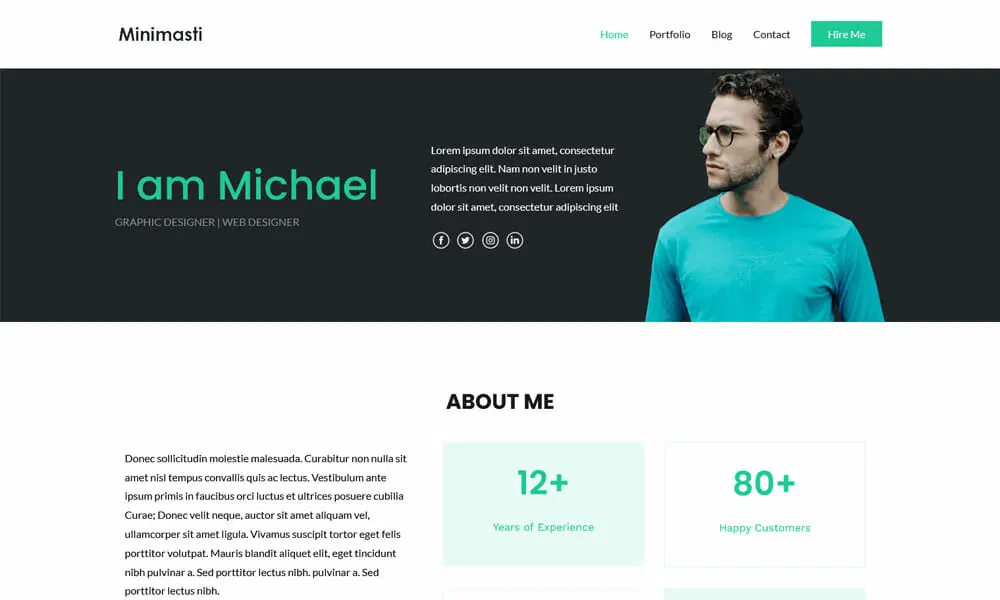 قالب رزومه Zakra Minimal Portfolio