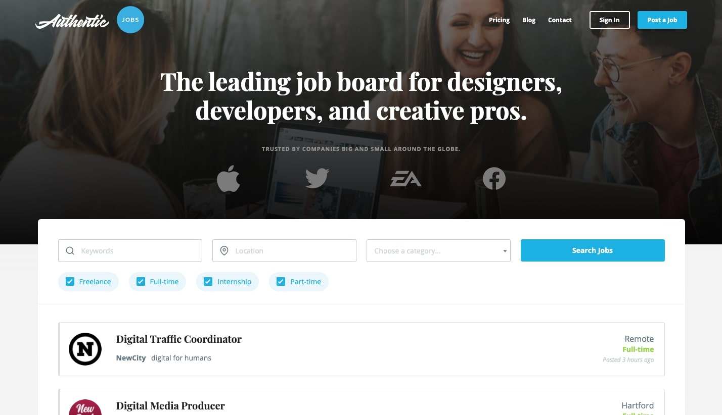 سایت Authentic Jobs