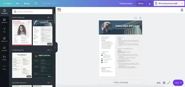 رزومه ساز Canva