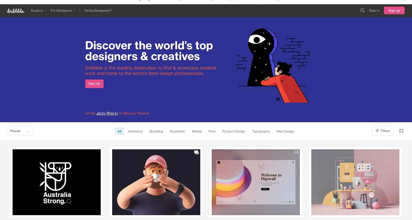 بهترین سایت فریلنسری Dribbble
