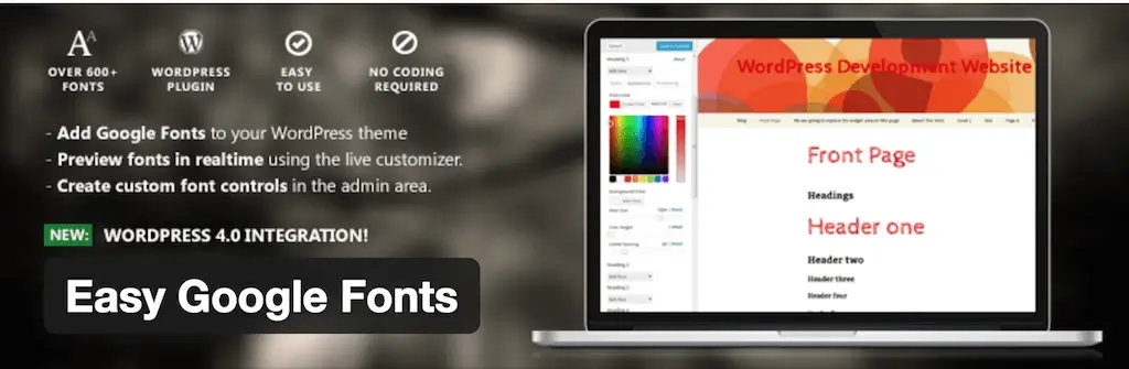 افزونه فونت Easy Google Fonts