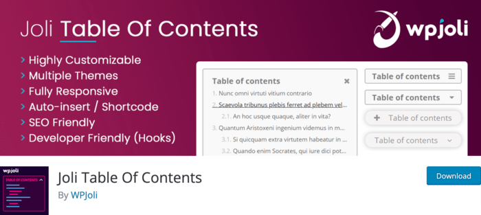 افزونه Joli Table of Contents