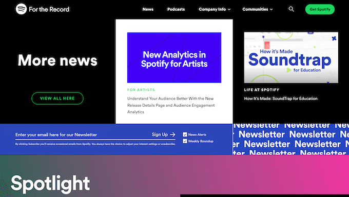 سایت Spotify Newsroom