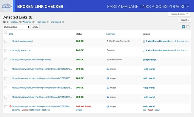 افزونه Broken Link Checker