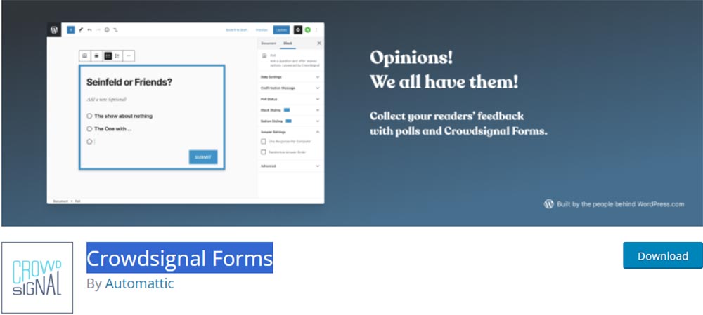 افزونه Crowdsignal Forms