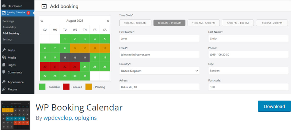افزونه Booking Calendar