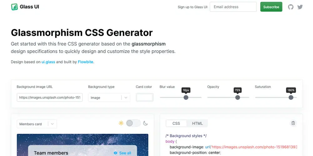 Glass UI Generator