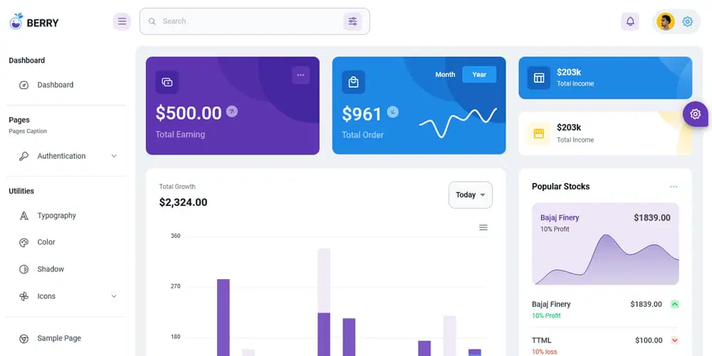 تمپلیت Berry MUI React Admin